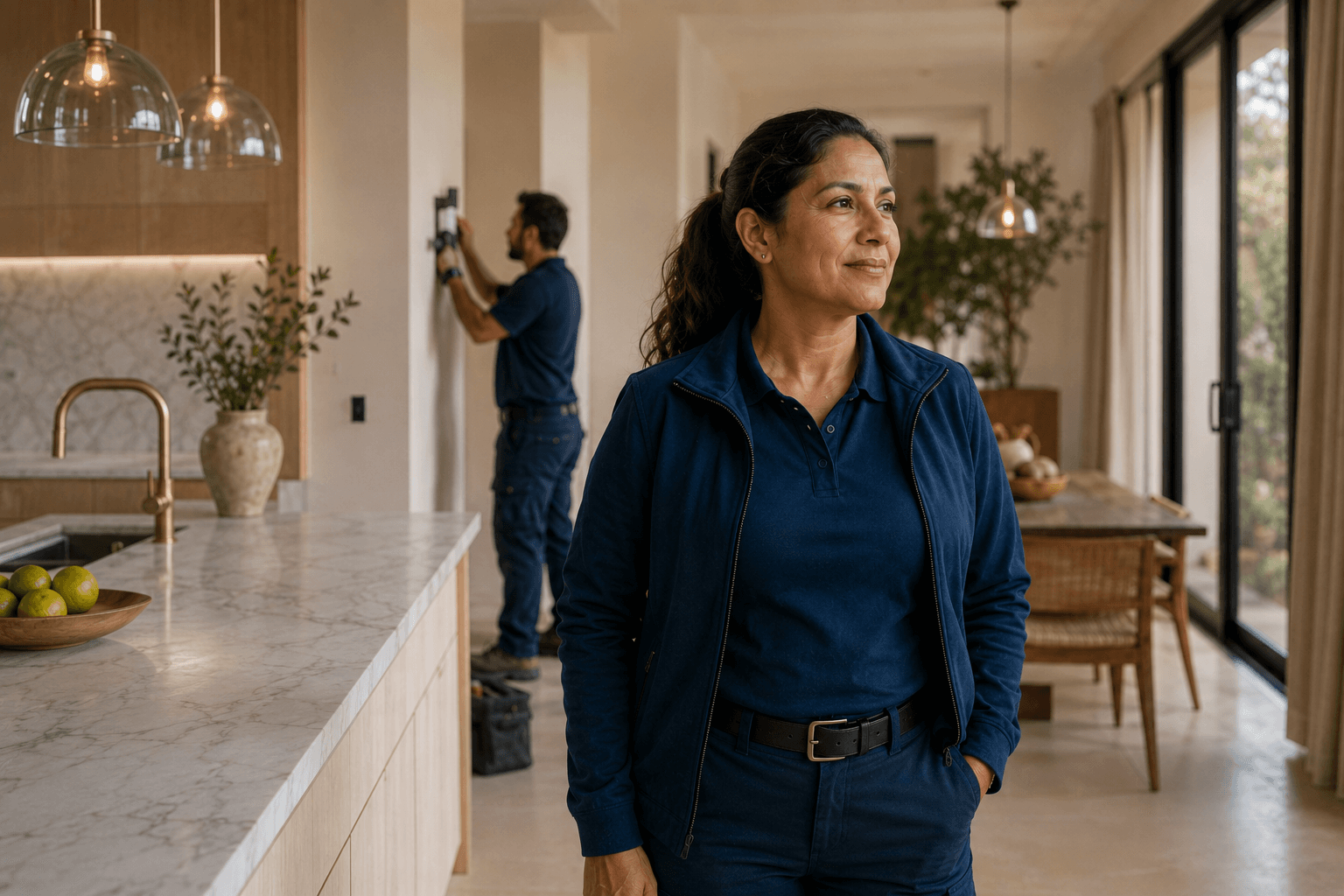 Un equipo de contratistas trabaja en la cocina de un cliente